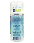 Side of the Blue Stop Max massage applicator displaying directions to slowly press massaging applicator against skin to dispense preferred amount of gel. Massage into area for fast, soothing relief. Along with doctor invented, woman owned and made in USA badges.