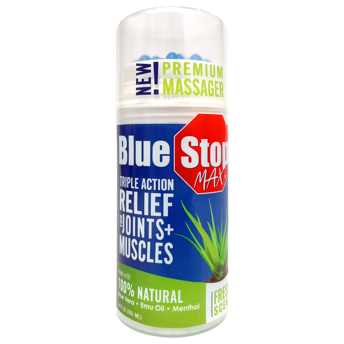 NEW! 3.4 oz Premium Massage Applicator - Blue Stop Max®