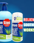 Blue Stop max products with text RELIEVES SOOTHES WORKS